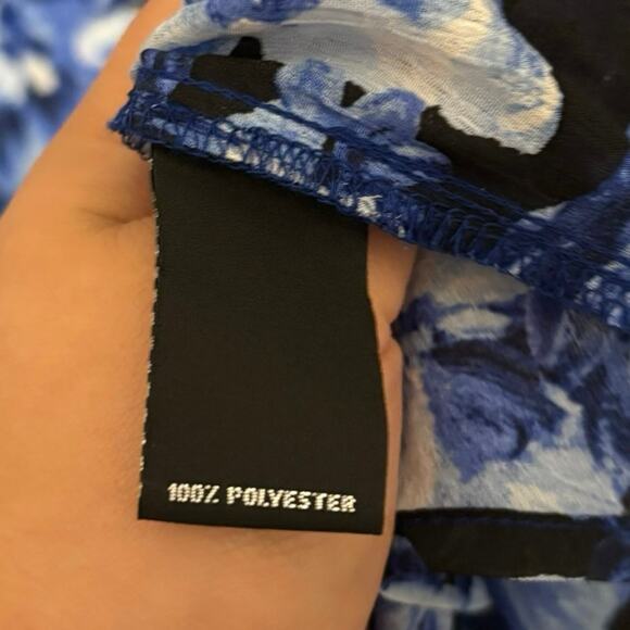 New Slim Factor by Investments Plus Size Royal Blue Floral Tunic Blouse Size 3X - Picture 5 of 7